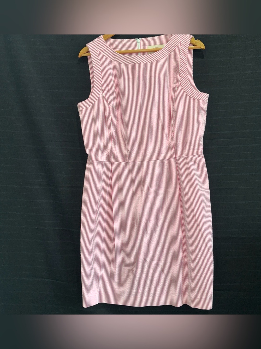 Brooks Brothers Red Fleece Pink Stripe Seersucker Sleeveless Dress Womens 12